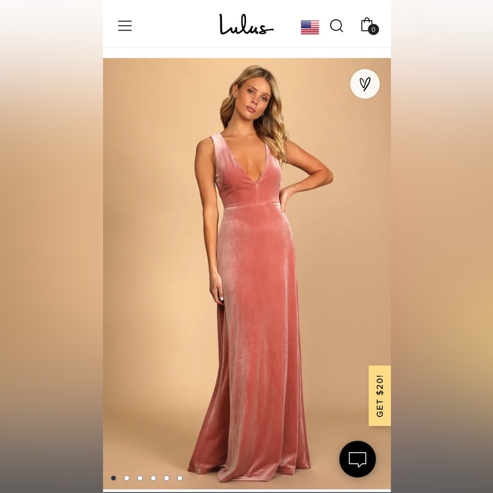 Lulus Dusty Rose Velvet Sleeveless Maxi Dress Size XS
